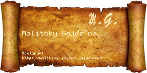 Malitsky Gajána névjegykártya
